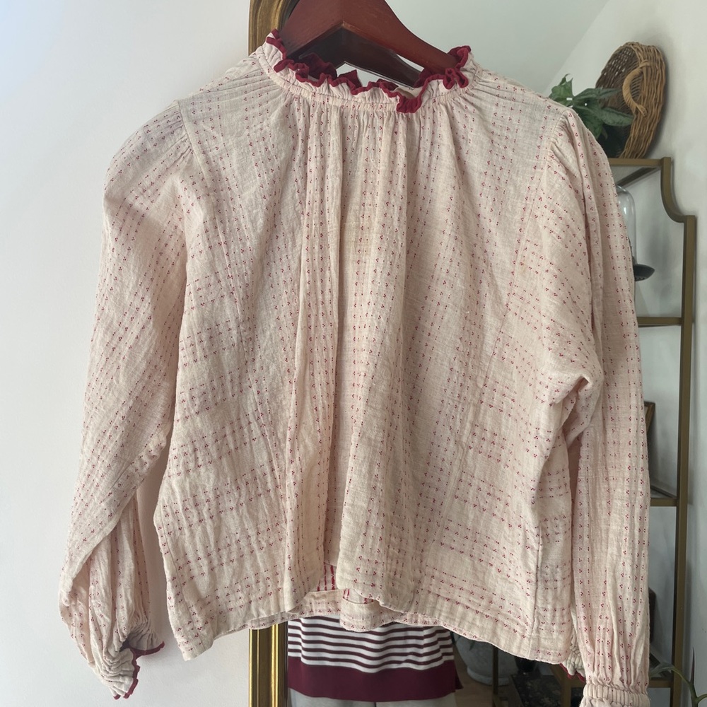 World of crow Elegant Cream and Red Women's Top